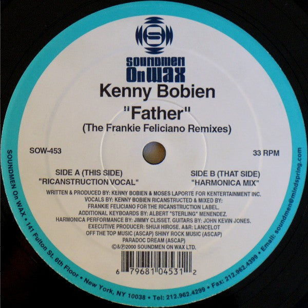 Image of Front Cover of 12" - /VG - KENNY BOBIEN, Father (The Frankie Feliciano Remixes) (Soundmen On Wax ; SOW-453, US 2000), one or two scuffs otherwise vinyl in great condition,  - 3646207S