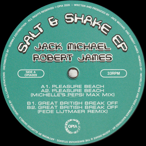 Image of Front Cover of 12" - /VG - JACK MICHAEL, ROBERT JAMES, Salt And Shake EP (Opia ; OPIA009, UK 2020), strong VG. one or two marks otherwise close to VG+,  - 3646212S