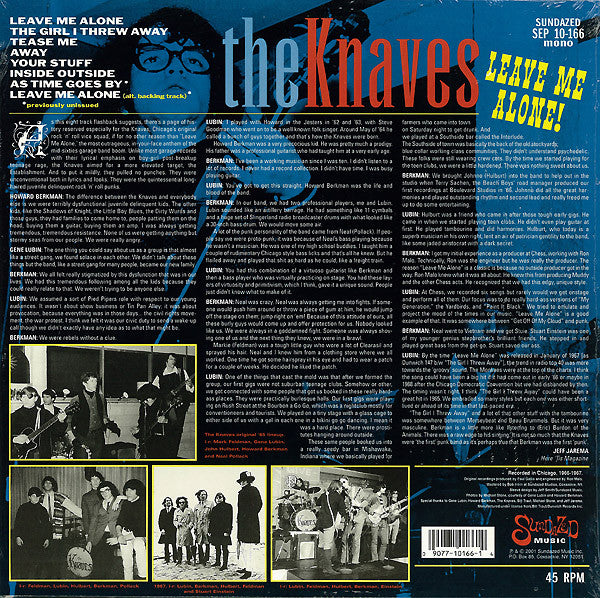 Image of Back Cover of 10" EP - VG+/EX - THE KNAVES, Leave Me Alone! (Sundazed Music ; SEP 10-166, US 2001, Picture Sleeve), ,  - 3626225E