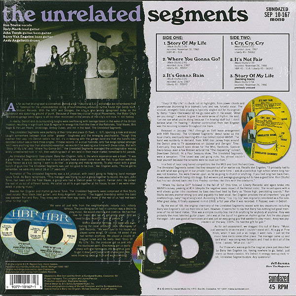 Image of Back Cover of 10" EP - EX/EX - THE UNRELATED SEGMENTS, The Unrelated Segments (Sundazed Music ; SEP 10-167, US 2003, Picture Sleeve), Opened Instore, Still In Shrinkwrap,  - 3626223E