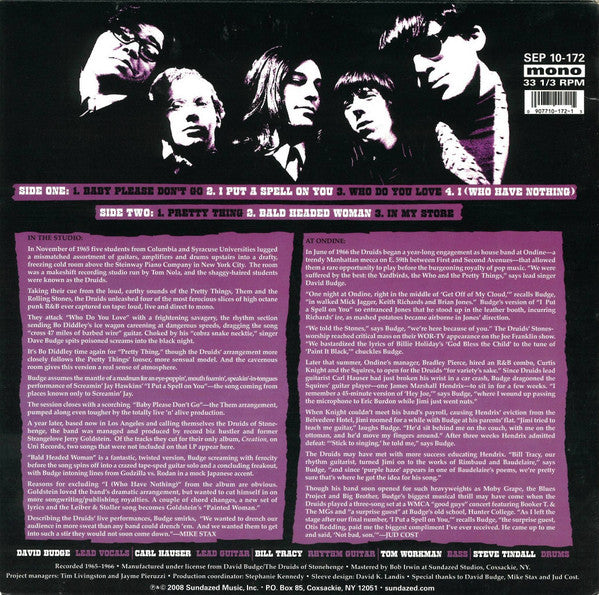 Image of Back Cover of 10" EP - EX/EX - THE DRUIDS OF STONEHENGE, The Druids Of Stonehenge (Sundazed Music ; SEP 10-172, US 2008, Picture Sleeve), Opened Instore, Still In Shrinkwrap,  - 3626222E