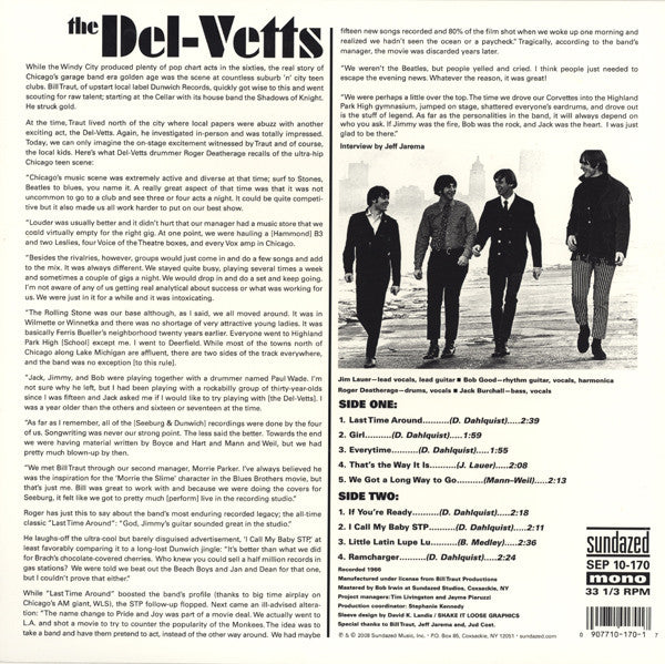 Image of Back Cover of 10" LP - EX/EX - THE DEL-VETTS, The Del-Vetts (Sundazed Music ; SEP 10-170, US 2008, Picture Sleeve), Opened Instore, Still In Shrinkwrap,  - 3626220E