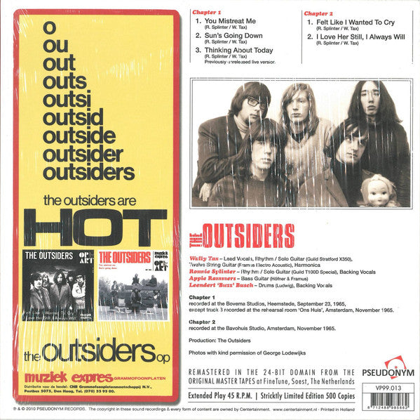 Image of Back Cover of 10" EP - EX/EX - THE OUTSIDERS, You Mistreat Me - EP (Pseudonym ; VP99.013, Netherlands 2010, Picture Sleeve), Opened Instore, Still In Shrinkwrap,  - 3626217E