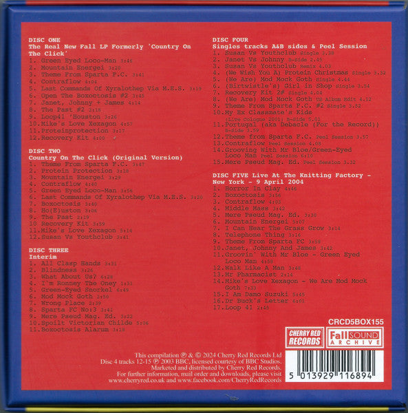 Image of Back Cover of 5xCD - VG+/VG+ - THE FALL, The Real New Fall LP (Formerly 'Country On The Click') (Cherry Red; CRCD5BOX155, Worldwide 2024 Reissue, Box Set), ,  - 3656071S