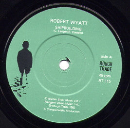 Image of Label Cover of 7" - VG/VG - ROBERT WYATT, Shipbuilding / Memories Of You (Rough Trade Green Labels; RT 115, UK 1983 Reissue, Fold Out Riveters Alternate Sleeve), Light marks, Blue tac stains inside fold out,  - 3616108C