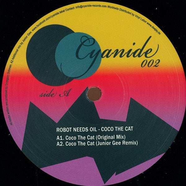 Image of Front Cover of 12" - /VG+ - ROBOT NEEDS OIL, Coco The Cat (Cyanide; CYAN002, Spain 2014), ,  - 3646217S