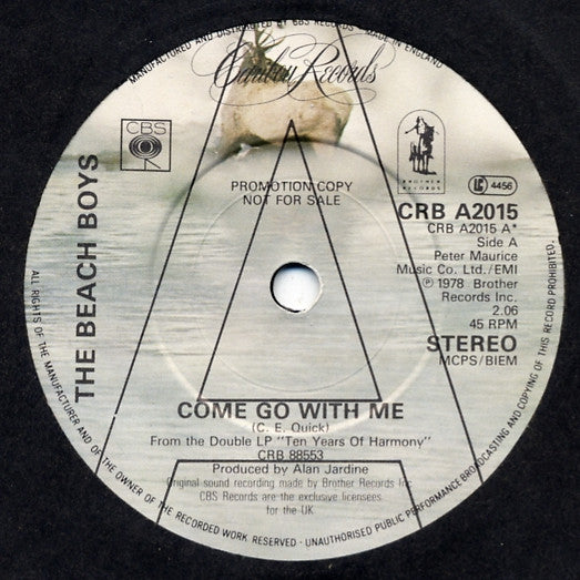 Image of Front Cover of 7" - VG/VG - BEACH BOYS, Come Go With Me (Caribou Records; CRB A2015, UK 1982, Promo, Company Sleeve, First UK Issue), ,  - 3616109C