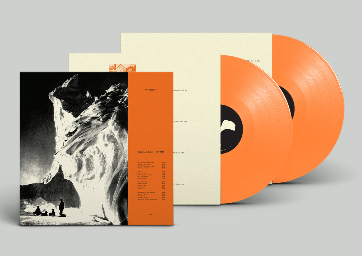 Image of Back Cover of 2xLP - NEW/NEW - HYDROPLANE, Selected Songs 1997-2003 (World Of Echo; WOE011LPO, UK 2026, Indie Exclusice Limited Pressing Orange Vinyl), , Selected Songs 1997-2003 collects highlights from Melbourne indie-pop trio Hydroplane's catalogue, tracing their dreamlike mix of melodic pop, loops, drones, electronic rhythms and gauzy guitars. The compilation includes 'We Crossed The Atlantic', which reached number 13 in John Peel's 1997 Festive 50. - 9412776C