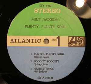 Image of Label Cover of LP - VG/G+ - MILT JACKSON, Plenty, Plenty Soul (Atlantic; SD 1269, US 1966 Reissue), ,  - 3646244S