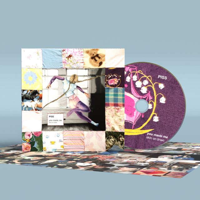 Image of Front Cover of CD - NEW/NEW - PISS, you made me / skin on linen (Sub Pop; SPCD1753, UK 2026, Card Sleeve), , The debut album from Vancouver four-piece PISS combines punk, noise, poetry and sound collage in a multidisciplinary exploration of a childhood shaped by structural, systemic and intimate violence. Across the record, art-making becomes a recurring metaphor for the ways experience can gradually create or deform the self. - 9412796C