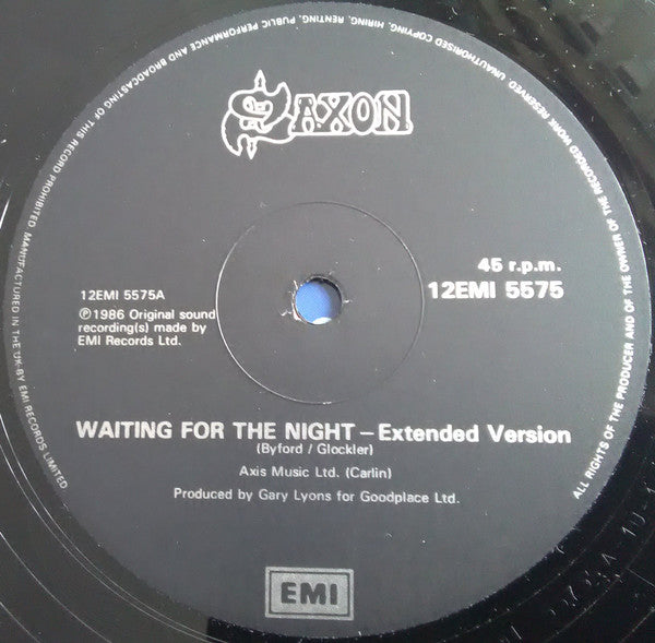 Image of Label Cover of 12" - VG/VG+ - SAXON, Waiting For The Night (EMI; 12 EMI 5575, UK 1986, Picture Sleeve), ,  - 3616178C