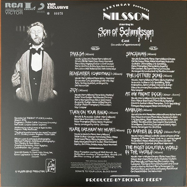 Image of Back Cover of LP - EX/EX - NILSSON, Son Of Schmilsson (RCA Victor Vinyl Me, Please. Exclusive Pressing; 19658818181, US 2024 Reissue, Gatefold, Poster, 180 Gram Black / White Split Vinyl), ,  - 3626265E