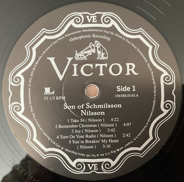 Image of Label Cover of LP - EX/EX - NILSSON, Son Of Schmilsson (RCA Victor Vinyl Me, Please. Exclusive Pressing; 19658818181, US 2024 Reissue, Gatefold, Poster, 180 Gram Black / White Split Vinyl), ,  - 3626265E