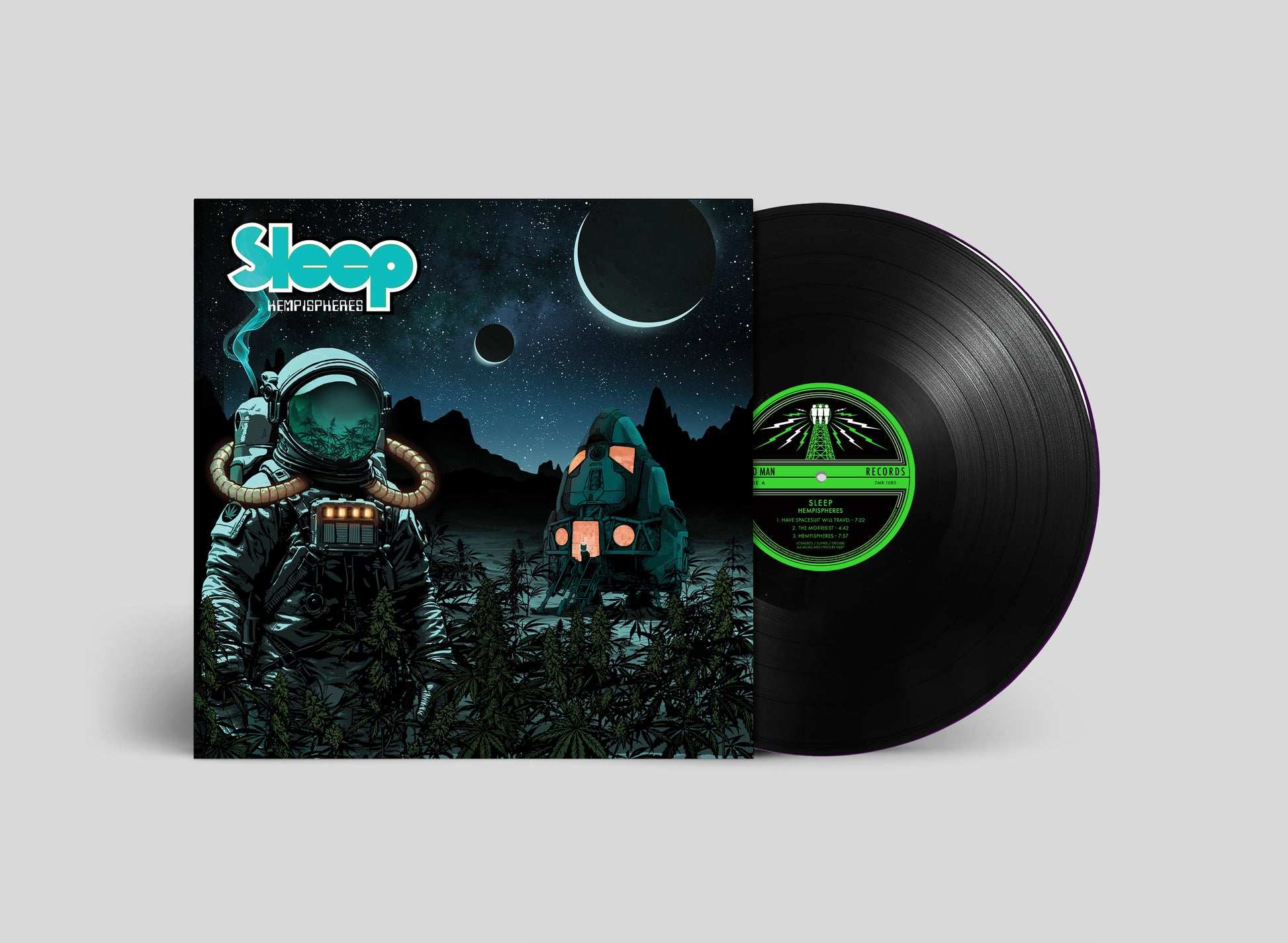Image of Back Cover of LP - NEW/NEW - SLEEP, Hempispheres (Third Man Records; TMR1080LP, UK 2026, Black Vinyl), , As the genre-defying masters of stoner metal, the latest iteration of Sleep finds founding member and lead songwriter Al Cisneros newly partnered with the generational talent of Dale Crover (Melvins, Redd Kross) on drums and the iconoclastic Bubba Dupree (Void) on guitar. While simpler minds may seek out the redundancy of a monotonous iterative exercise, the road map of new album Hempispheres is