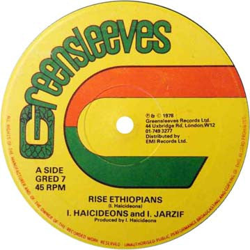 Image of Label Cover of LP - VG/VG+ - I. HAICIDEONS AND I. JARZIF, Rise Ethiopians / Signs Of The Messiah (Greensleeves Records; GRED 7, UK 1978, Company Sleeve), Shiny clean. SWOC.,  - 3626331E
