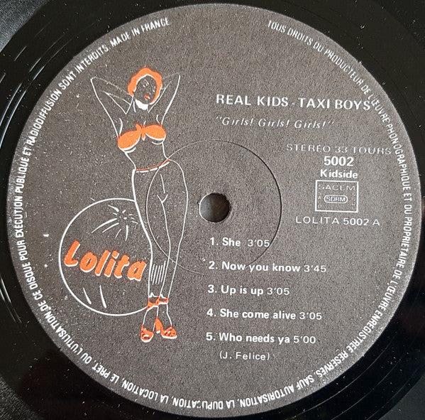 Image of Label Cover of LP - VG+/EX - REAL KIDS / TAXI BOYS, Girls! Girls! Girls! (Lolita ; 5002, France 1983), Split Seam,  - 3626258E