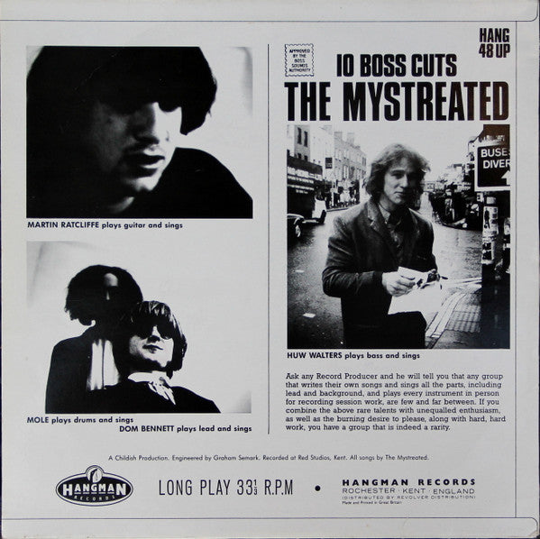 Image of Back Cover of LP - VG+/VG - THE MYSTREATED, 10 Boss Cuts (Hangman Records; HANG-48 UP, UK 1992), Strong VG,  - 3626253E