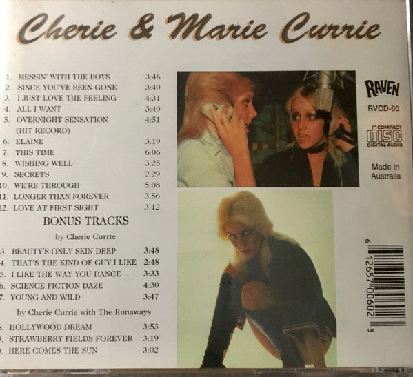Image of Back Cover of CD - EX/EX - CHERIE & MARIE CURRIE, Young And Wild (Raven Records; RVCD-60, Australia 1998), ,  - 3656096S
