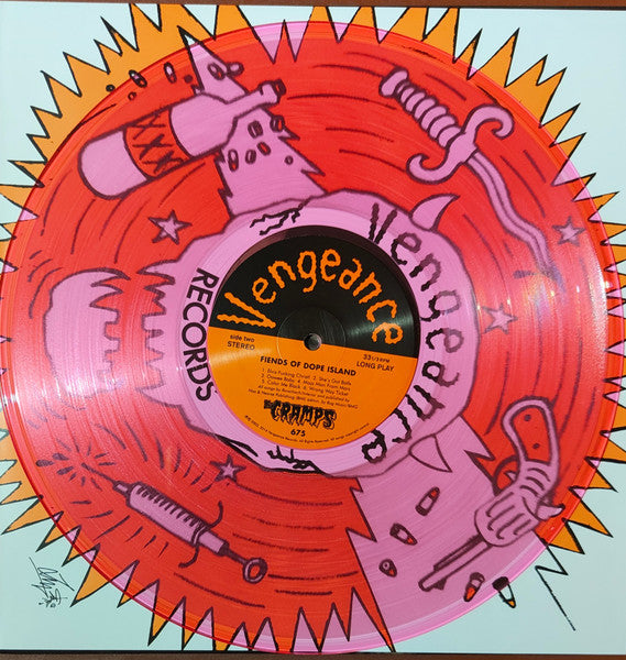 Image of Back Cover of LP - NEW/NEW - THE CRAMPS, Fiends of Dope Island (Vengeance Records; VEN675LP, US 2026 Reissue, Inner, Pink Translucent Vinyl), ,  - 3616321C