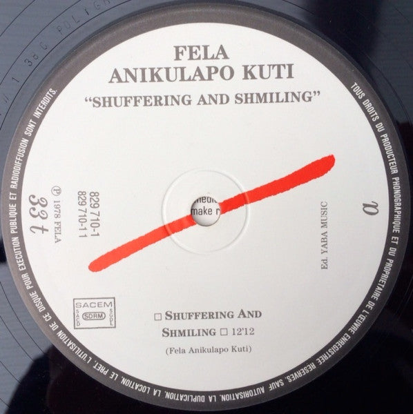 Image of Label Cover of LP - VG+/VG - FELA ANIKULAPO KUTI AND THE AFRIKA 70, Shuffering And Shmiling / Perambulator (Barclay; 829 710-1, France 1986 Reissue), ,  - 3626375E
