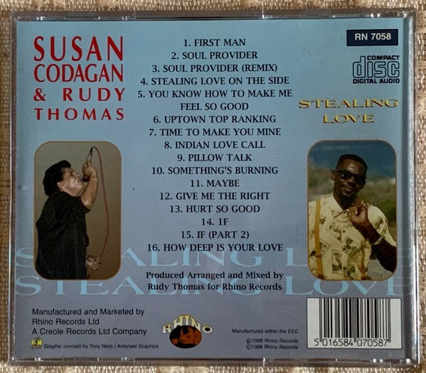 Image of Back Cover of CD - VG+/VG+ - SUSAN CADOGAN & RUDY THOMAS, Stealing Love (Rhino Records; RN 7058, Europe 1998, Jewel Case), ,  - 3616312C