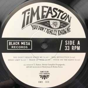 Image of Label Cover of LP - EX/EX - TIM EASTON, You Don't Really Know Me (Black Mesa Records; BMR026, US 2021, 180 Gram Vinyl), Opened Instore, Still In Stickered Shrinkwrap,  - 3646284S