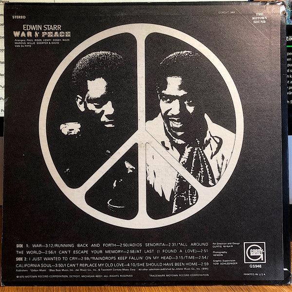 Image of Back Cover of LP - VG/VG - EDWIN STARR, War And Peace (Gordy; GS948, US 1970), ,  - 3626377E