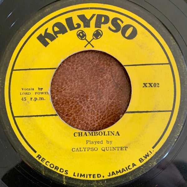 Image of Front Cover of 7" - /G+ - CALYPSO QUINTET, Penny-Reel / Chambolina (Kalypso; XX02, Jamaica 1958), Marks and scuffs, press shades; plays VG, very enjoyable. Clean labels, small tear.,  - 3616344C