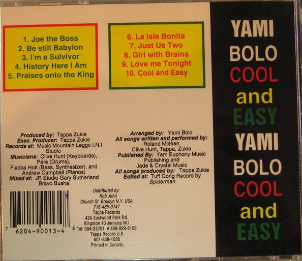 Image of Back Cover of CD - VG+/VG+ - YAMI BOLO, Cool And Easy (Tappa Records; none, Canada , Jewel Case), ,  - 3616319C
