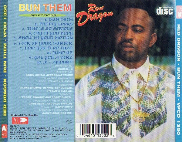 Image of Back Cover of CD - VG+/VG+ - RED DRAGON, Bun Them (VP Records; VPCD1350, US 1994, Jewel Case), ,  - 3616360C