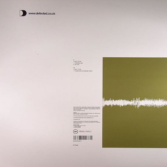 Image of Back Cover of 12" - VG/VG+ - SANDY RIVERA, I Can't Stop (Defected ; DFTD063, UK 2003), One or two light hairlines,  - 3626367E