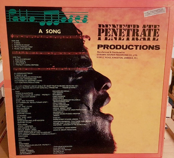 Image of Back Cover of LP - VG+/VG+ - PABLO MOSES, A Song (Penetrate; ILPS-9541, Jamaica 1980), Brush marks, sounds solid VG+, great JA press. Clean labels. SWOL on corner of sleeve, lovely Dynamic Sounds sticker on back.,  - 3616353C