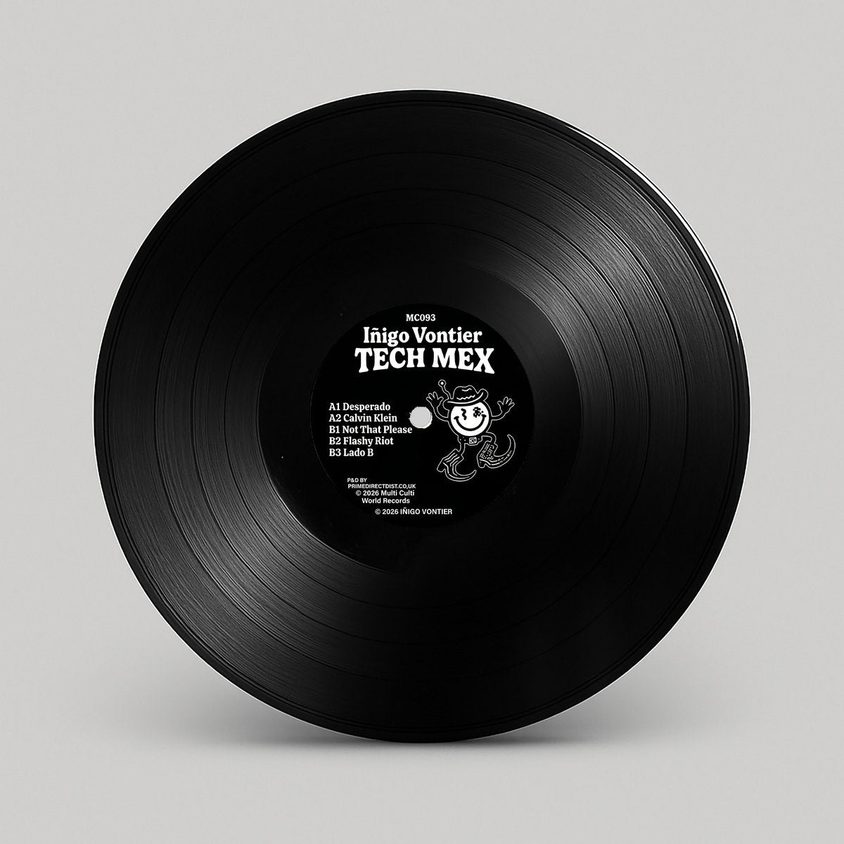 Image of Front Cover of 12" - /EX - I IGO VONTIER, Tech Mex (Multi Culti; MC093, UK 2026), , Jalisco hotboy I igo Vontier is back to warm up the summer season with TECH MEX.Desperado is a sleek, sexy slice of Mexi-tech-house, a seductive make-up song on top of a bed of boppy, bleepy groove. Seriously dope. Calvin Klein takes just enough jack, adds a touch of squelch, mixes in a vocal about passing around dr*gs, and voila. Not That Please is a shuffley, more tech-centric banger. Flashy Riot goes lower slung