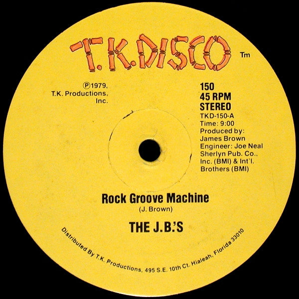 Image of Front Cover of 12" - VG/VG - THE J.B.'S, Rock Groove Machine / Rock (T.K. Disco; 150, US 1979, Company Sleeve), Label variant. Sleeve has wear at edges and corners,  - 3616330C