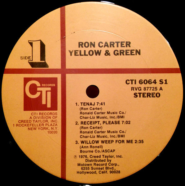Image of Label Cover of LP - VG/VG - RON CARTER, Yellow & Green (CTI Records; CTI 6064 S1, US 1976, Gatefold), Corner cut top right.,  - 3626391E
