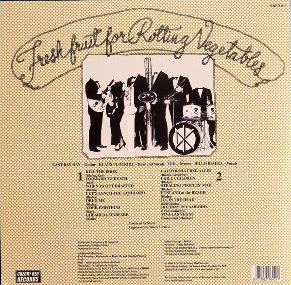 Image of Back Cover of LP - VG+/VG+ - DEAD KENNEDYS, Fresh Fruit For Rotting Vegetables (Cherry Red; BRED 640, UK 2025 Reissue, With Poster & 2 Prints, 180 Gram Vinyl), Still in shrinkwrap.,  - 3616267C