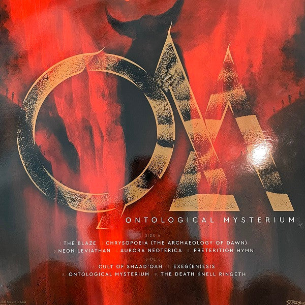 Image of Back Cover of LP - VG+/VG+ - HORRENDOUS, Ontological Mysterium (Season Of Mist; SOM 531LP, France 2023, Gatefold, Insert, Poster, Red And Black Marble Vinyl, Limited to 300 Copies.), In hype stickered plastic outer.,  - 3626441E