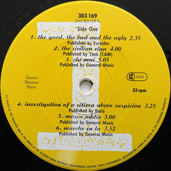 Image of Label Cover of 2xLP - VG/G+ - ENNIO MORRICONE, Film Music 1966-1987 (Virgin; 303 171, Europe 1988, Gatefold), Hairlines all over discs, feelable mark on side 3. Disc 1 is a VG.Spine slightly flattened, light edge wear.,  - 3626440E