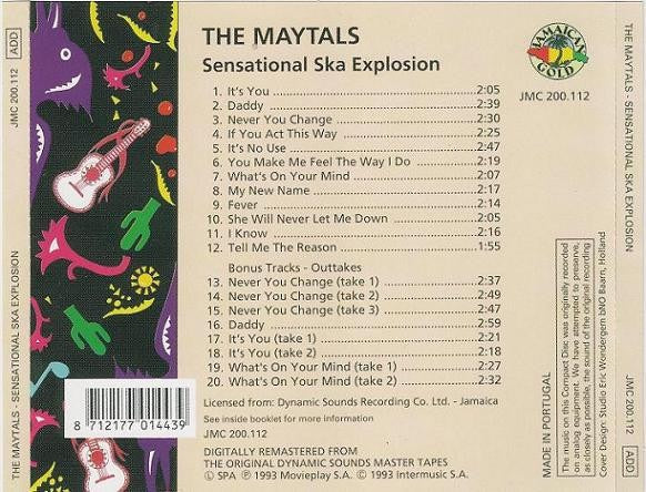 Image of Back Cover of CD - VG+/VG+ - THE MAYTALS, Sensational Ska Explosion (Jamaican Gold; JMC 200.112, Europe 1999 Reissue, Jewel Case), ,  - 3616381C
