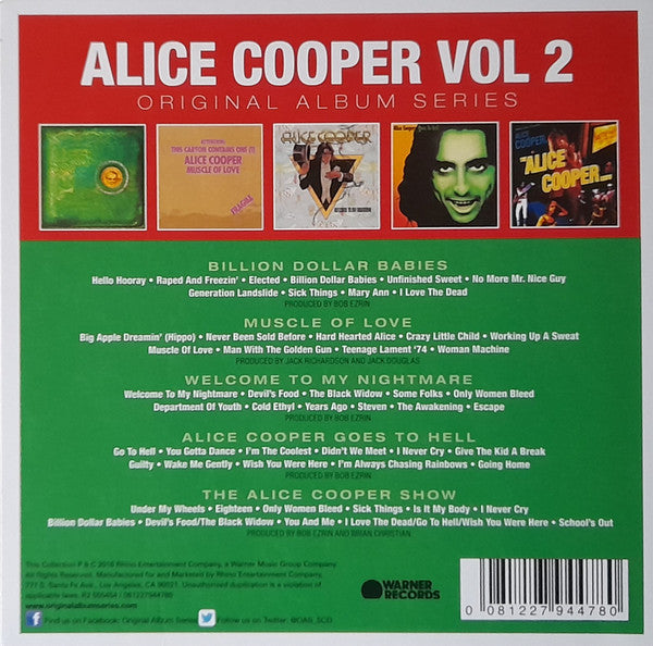 Image of Back Cover of 5xCD - VG+/VG+ - ALICE COOPER / ALICE COOPER, Original Album Series (Volume Two) (Warner Records; 081227944780, Europe ), ,  - 3656123S