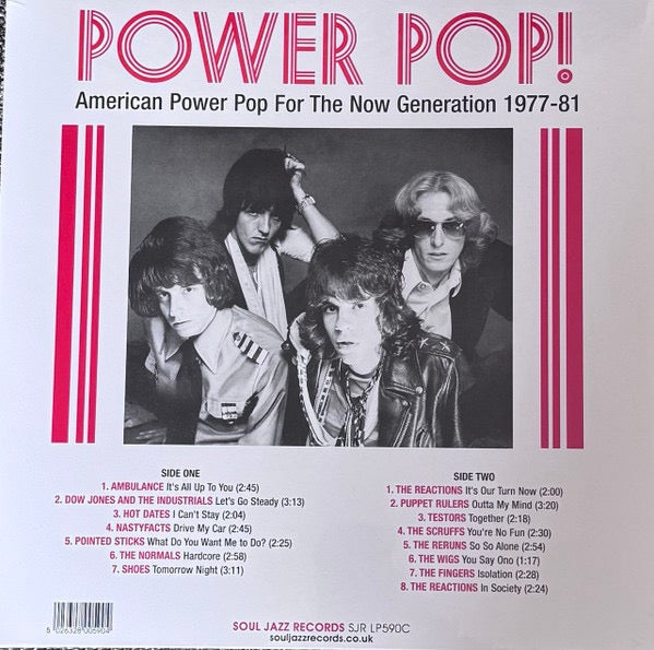 Image of Back Cover of LP - VG+/VG+ - VARIOUS, Power Pop! (American Power Pop For The Now Generation 1977-81) (Soul Jazz Records; SJR LP590C, Worldwide 2026, Gatefold, Company Inner, Record Store Day 2026, Red Vinyl), ,  - 3616301C