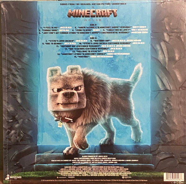 Image of Back Cover of LP - VG+/VG+ - VARIOUS, A Minecraft Movie (Songs From The Original Motion Picture Soundtrack) (WaterTower Music; WTM41238, Europe 2025, Insert, (I...Am Steve) Teal Vinyl), Still in hype stickered shrinkwrap.,  - 3616271C