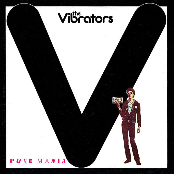 Image of Front Cover of LP - VG/VG - THE VIBRATORS, Pure Mania (Columbia; PES 90433, Canada 1977, Textured Sleeve), Strong VG. Light marks only. Rim text on labels covered by red stickers. Punch hole to top left corner, edge wear, small tear to opening edge, light staining on back of sleeve.,  - 3626435E