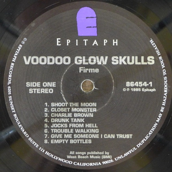 Image of Label Cover of LP - VG/G - VOODOO GLOW SKULLS, Firme (Epitaph; 86454-1, US 1995, Insert), Side one almost VG, Side 2 has lots of hairline marks, Nothing feelable,  Strong VG sleeve,  - 3616304C