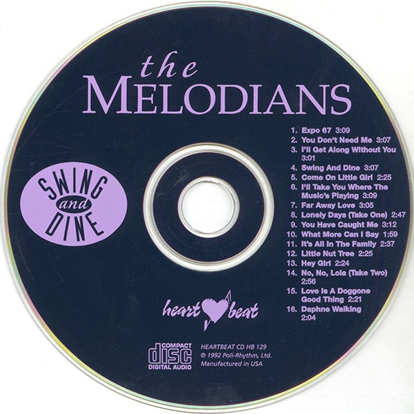 Image of Label Cover of CD - VG+/VG+ - THE MELODIANS, Swing And Dine (Heartbeat Records; CD HB 129, US 1992, Jewel Case), ,  - 3616384C