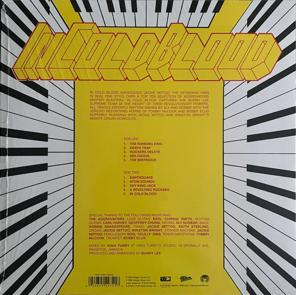 Image of Back Cover of LP - VG+/VG+ - JACKIE MITOO, In Cold Blood (VP / Greensleeves; 054645427418, UK 2026 Reissue, Inner, Remastered, Red Vinyl), Stickered shrink, First repress since 1979 Red vinyl Originally released in 1978, In Cold Blood showcases the Keyboard King with a killer selection of riddims provided by the Aggrovators. In Cold Blood captures the Bunny Lee supreme team at the height of their revolutionary powers; all tracks feature Sly & Robbie, Tommy McCook, and Bobby Ellis superbly blending 