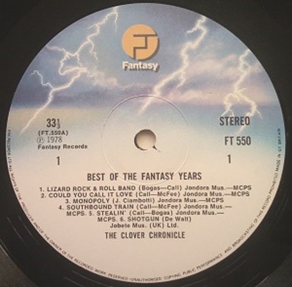 Image of Label Cover of LP - VG/VG - CLOVER, The Clover Chronicle - The Best Of The Fantasy Years (Fantasy; FT550, UK 1979, Textured Sleeve), ,  - 3616421C