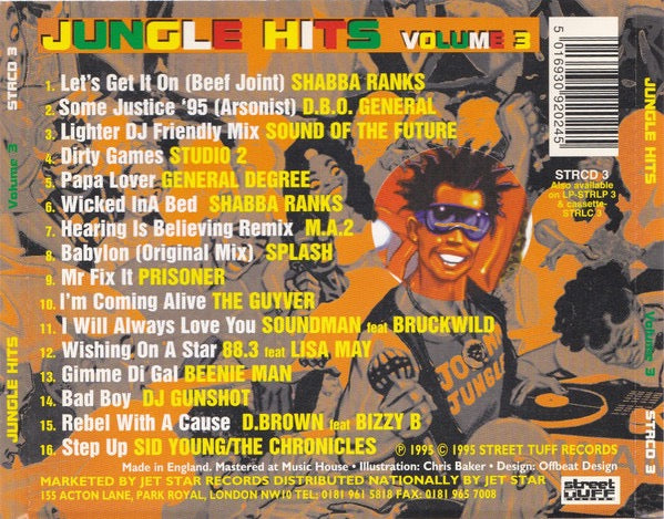 Image of Back Cover of CD - VG+/VG+ - VARIOUS, Jungle Hits Volume 3 (Street Tuff Records; STRCD 3, UK 1995, Jewel Case), ,  - 3616389C