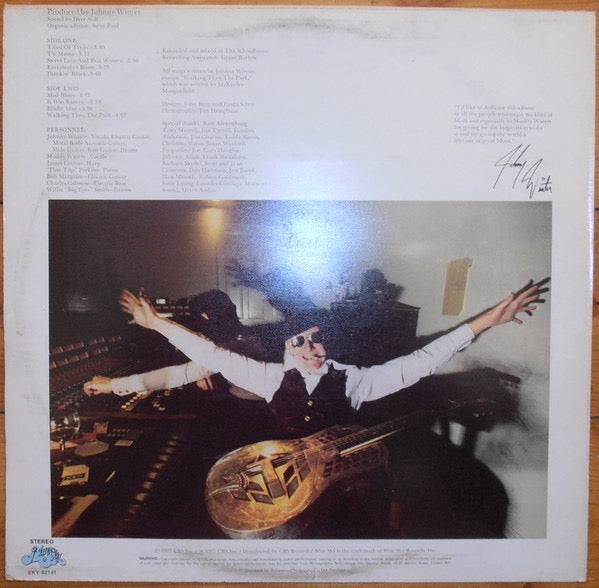 Image of Back Cover of LP - VG/VG+ - JOHNNY WINTER, Nothin' But The Blues (Blue Sky; SKY 82141, UK 1977), Gold promo stamp on rear,  - 3616423C