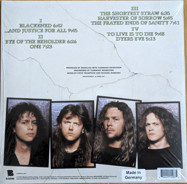 Image of Back Cover of LP - EX/EX - METALLICA,  And Justice For All (Blackened Recordings; BLCKND007R-1, Europe 2024 Reissue, Insert, Limited Edition Dyers Green vinyl), ,  - 3626470E